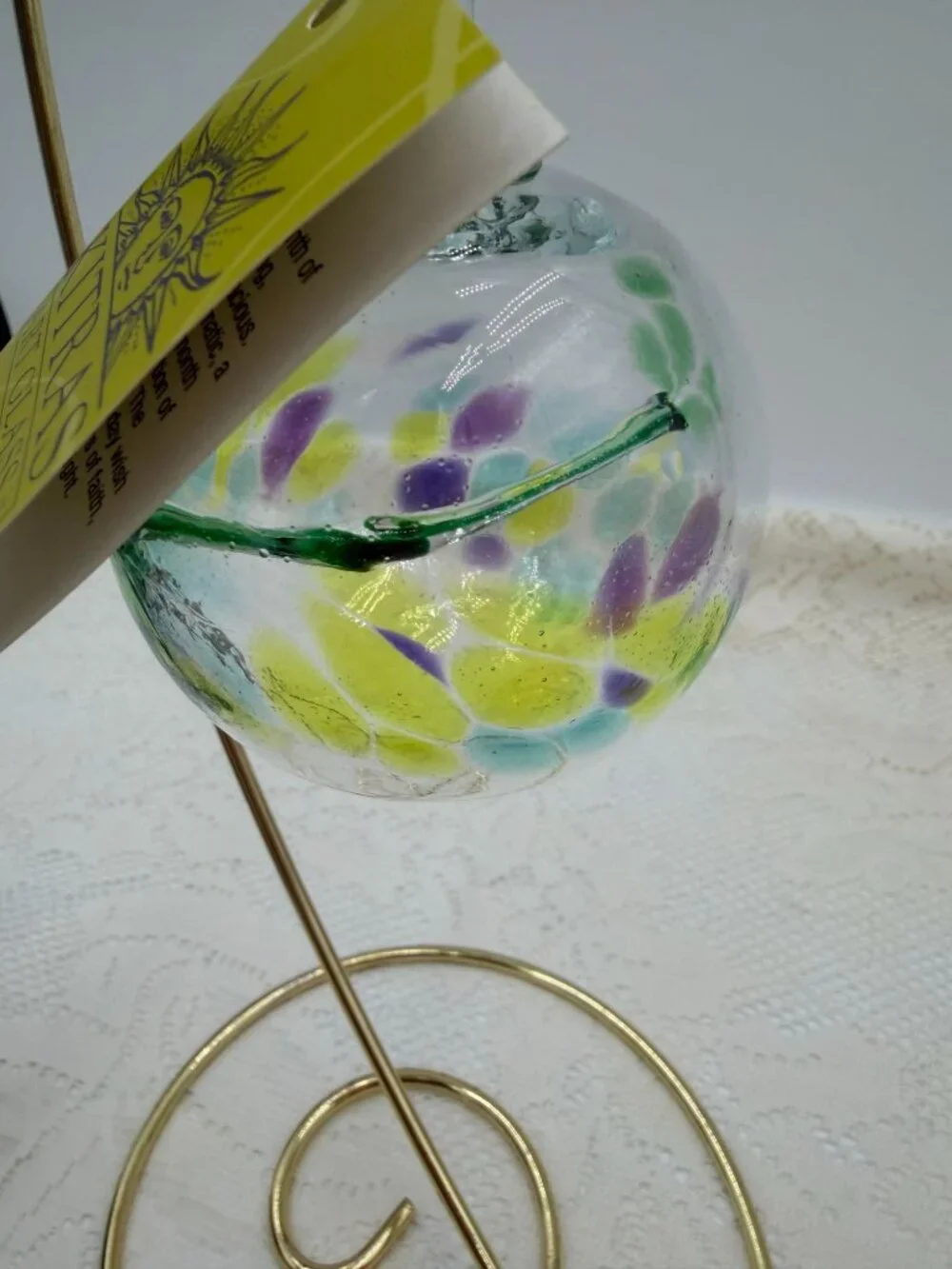 Kitras Art Glass Hand-Blown May Birthstone Ornament Multicolor 2.5-Inch With Box